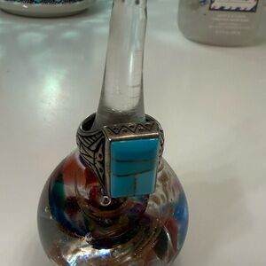 Men's Vintage Turquoise and Sterling Silver SW Tribal Kachina Dancer ring